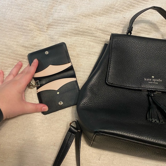 Kate Spade Black Hayes Medium Backpack and card wallet - Picture 4 of 8